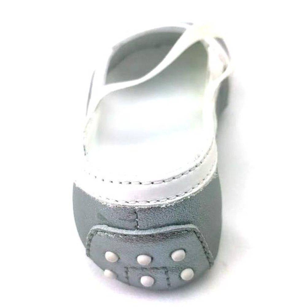 TOD'S BABY Italian Leather Ballerinas in Silver wi - Picture 3 of 6